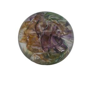 Hand Blown Glass Paperweight Multicolor Swirl Pattern Decorative Sphere